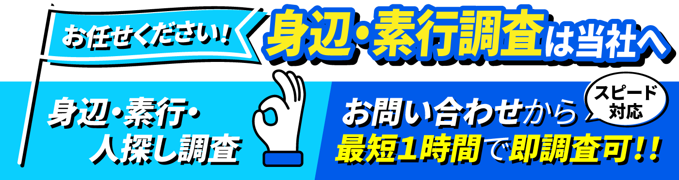 お任せください！身辺・素行調査は当社へ！身辺・素行・人探し調査。お問い合わせから最短１時間で即調査可!! スピード対応